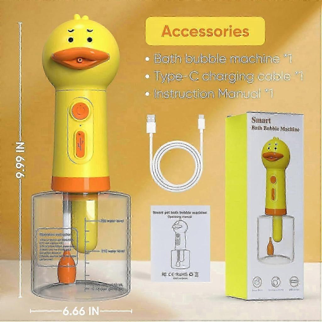 Electric Dog Shampoo Dispenser, Foaming Soap Sprayer for Pets, 350ml Duck Shampoo Foamer for Bath & Kitchen Sink Cleaning