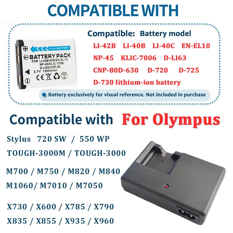LI-40C Charger for Camera Olympus LI-42B,LI-40B,LI-41C,EN-EL10,NP-45,KLIC-7006,D-LI63,CNP-80 Battery Charger LI40B,LI42B,LI40C