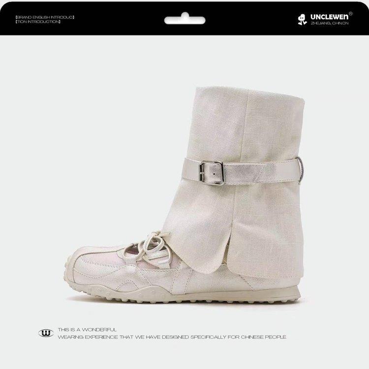 

Not tired feet ballet shoes women s 2025 summer platform sheep German training leather Mary Jane shoes cool boots pile short boots 35 бежевый