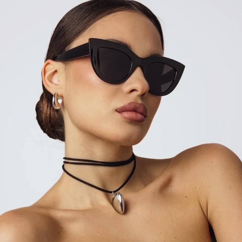 2pcs Fashion Cat Eye Sunglasses Woman Vintage Large Frame Brand Gradient Design Glasses Sun Glasses for Female UV400 Eyewear