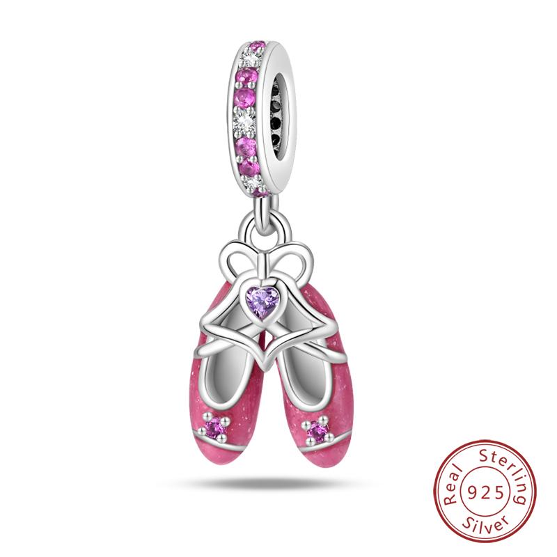 Sweet Romantic Princess Charms S925 Silver Pink Dress Lipstick High Heels Perfume Beads 3mm DIY Fine Jewelry Accessories