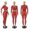 D9191 Hot-selling European and American Women's Clothing, Sexy and Fashionable Solid Color Lace V-neck Long-sleeved Trousers Set In Autumn and Winter