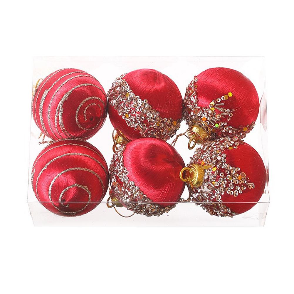 6PCS 6/8CM Silk Sequin Christmas Ball Christmas Ball Decoration Xmas Tree Pendent Ornaments For Wreaths Garlands Ball Paintings