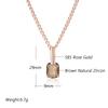 Square Brown Natural Zircon Pendant Necklace For Women Fashion  Rose Gold Color High Quality Bride Wedding Jewelry
