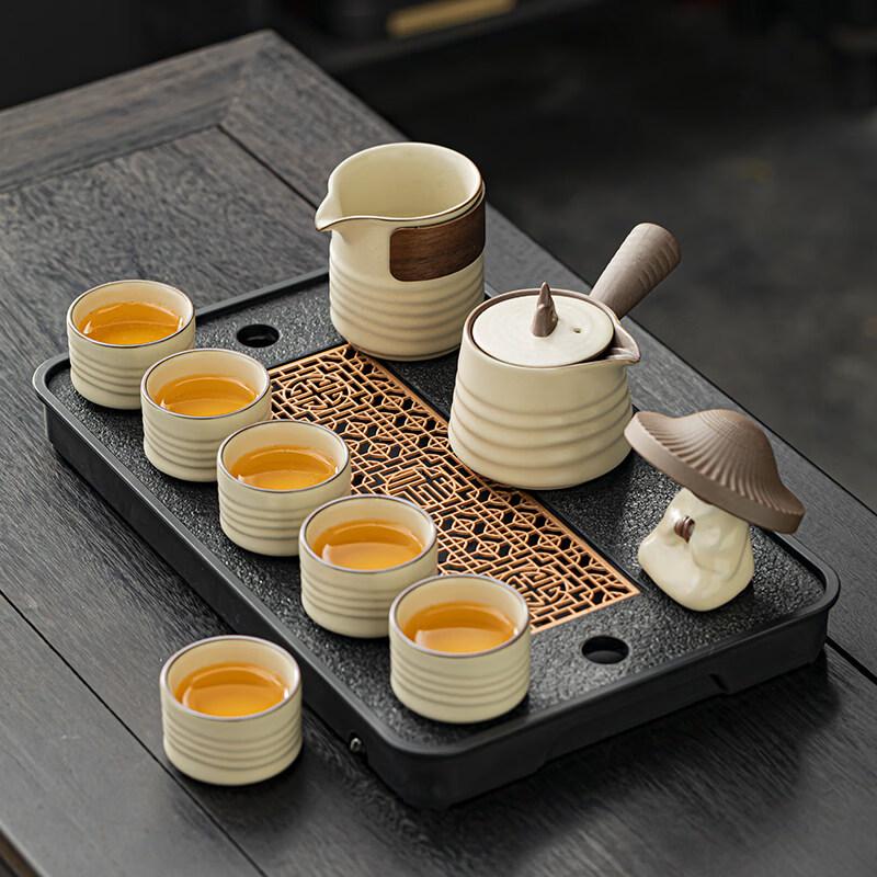 ZISIZ Beige Ru Kiln Kung Fu Tea Set