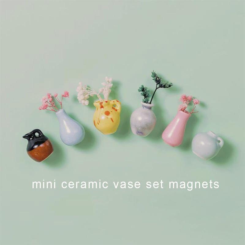 8ks Keramické vázy Magnetky na lednici Bez květin 3D Váza na rostliny Magnet na lednici Domácí kuchyňská dekorace DIY Magnet na vázu Lednice