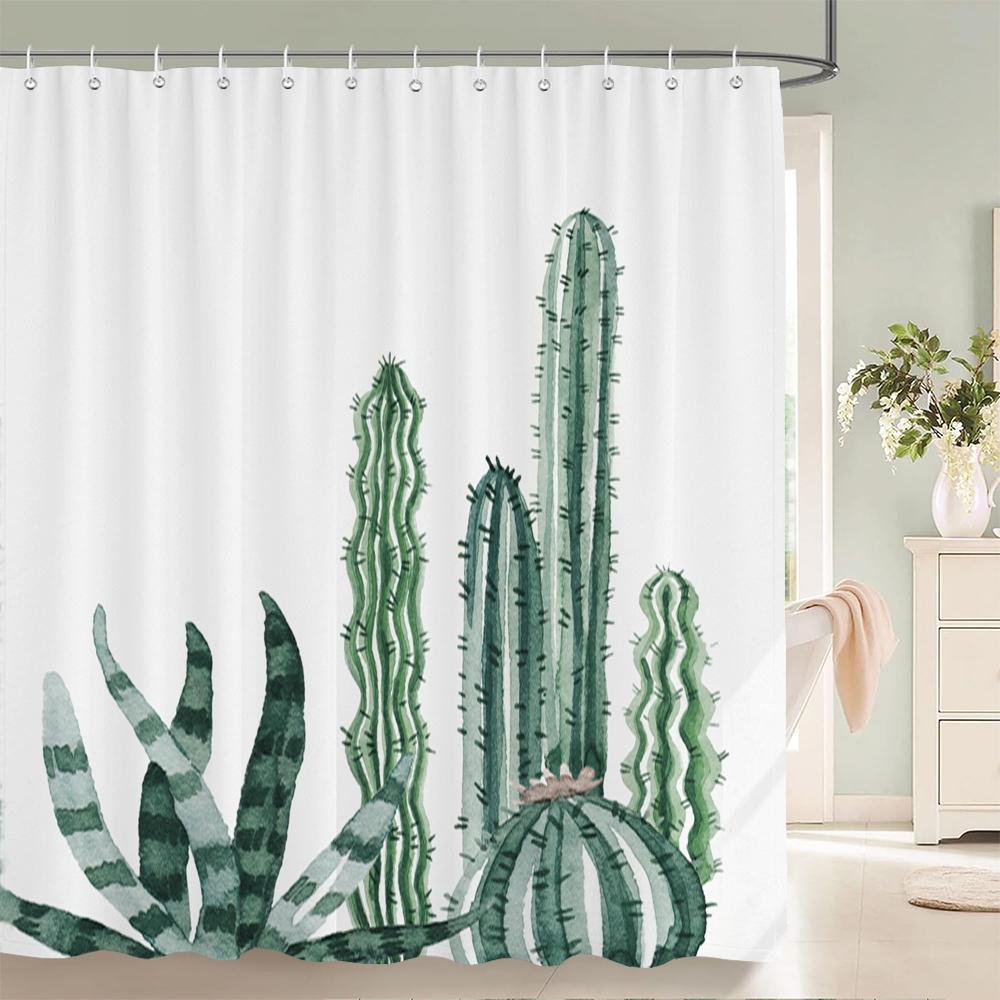 Tropical Cactus Shower Curtain Polyester Fabric Bath Curtain For The Bathroom Decorations Multi-size Printed Shower Curtains