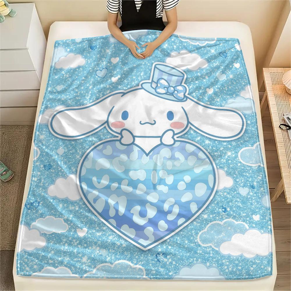 1PC Cinnamoroll Print Flannel Blanket, High Quality All Seasons, Home Decor, Warmth and Comfort, Perfect for Christmas Gifts