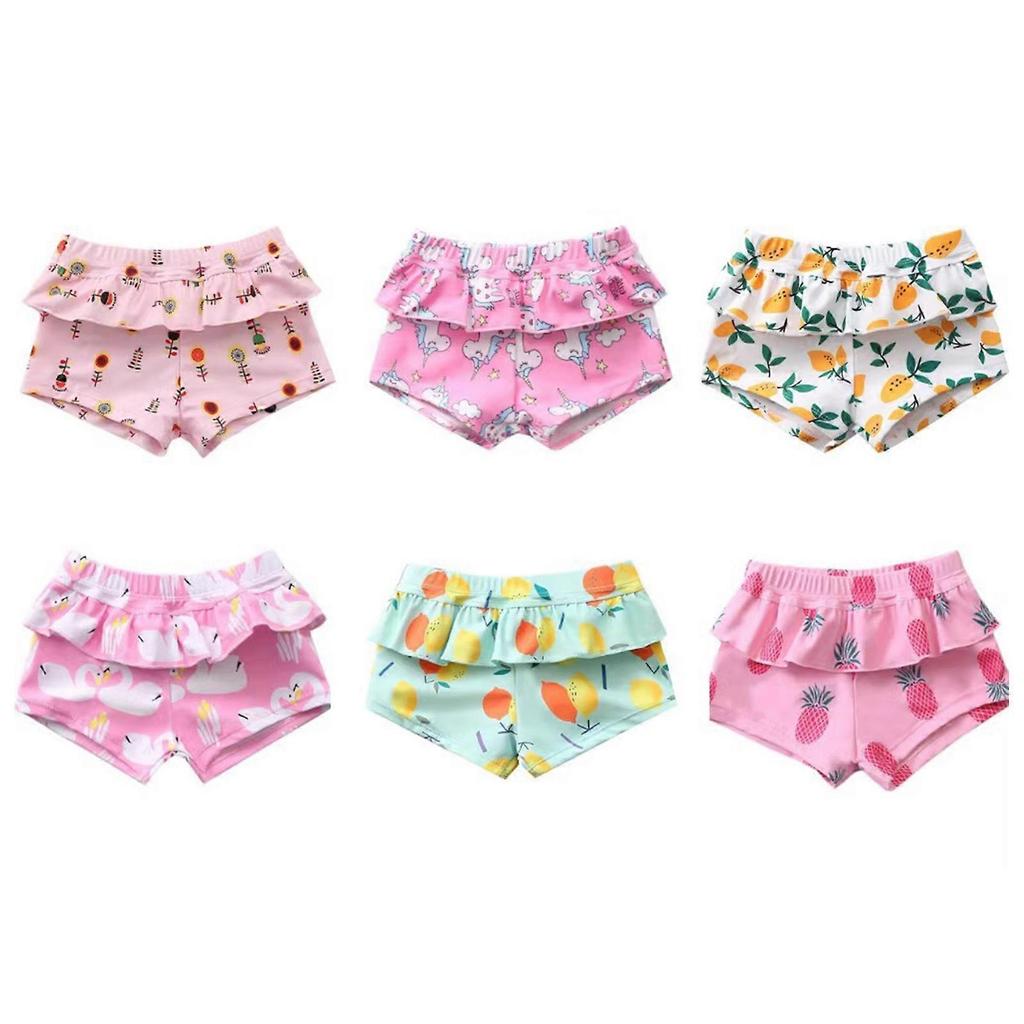 Girl Swimming Trunks Ruffled Swim Trunks Cartoon Child Swim Shorts Boardshorts Girl Swim Trunks for Kid Toddler Age 2-7 PKP XL