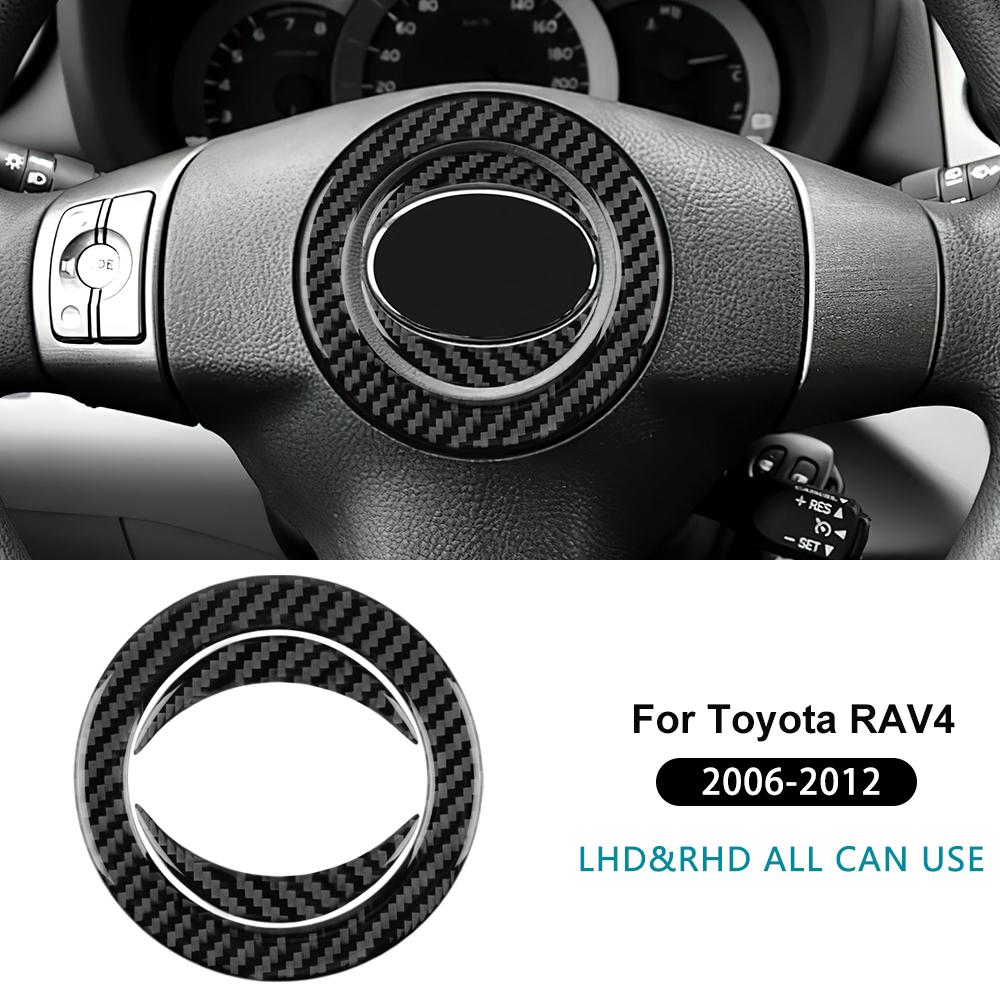 Real Soft Carbon Fiber Sticker For Toyota RAV4 2006 2007 2008 2009 2010 2011 2012 LHD RHD Car Steering Wheel Center Frame Trim