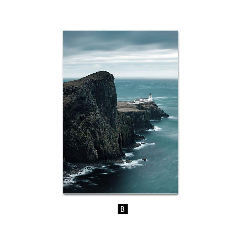 Naturlandskapsmålning Sjö Snöberg Canvas Poster Nordisk Stil Konsttryck Skog Brygga Citat Väggdekoration Bild