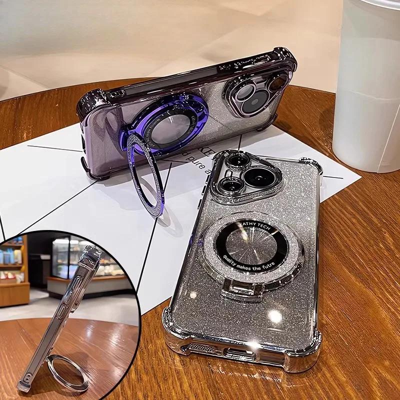 Für Honor400Lite Hülle Luxus Glitzer Halter Hülle Für Honor 400 Pro X7A X8A X8B X8C X9B Nova13 Schwach magnetisch Glitzer Weiche Abdeckung