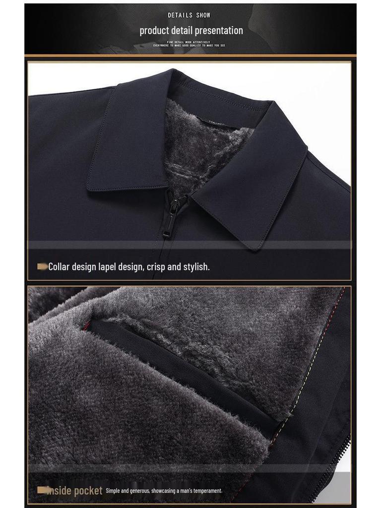 Men's Plus Velvet Jacket for Middle-aged & Elderly - Thick Winter Coat for Dad & Grandfather