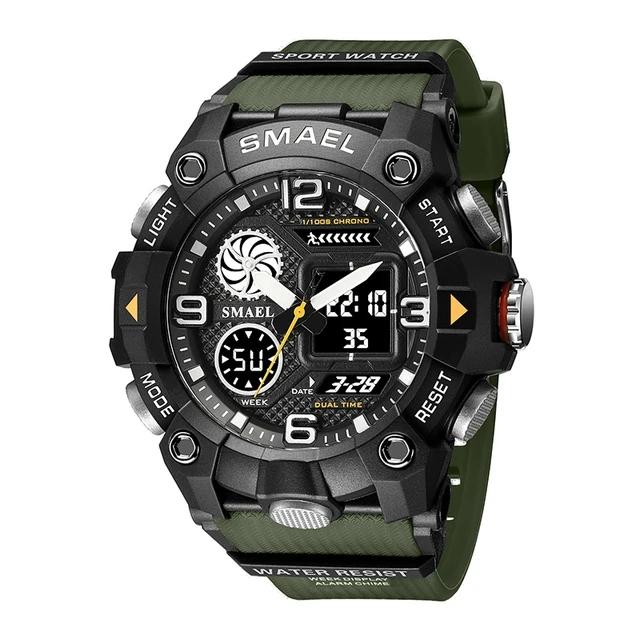 Smael 8055 Hot Sale Fashion Digital LED Quartz Analog Dual Display Watch Outdoor Sports Waterproof Alarm Clock Electronic Watch Smael 8055