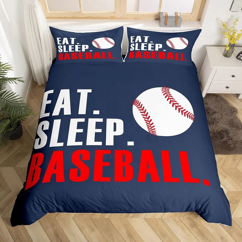 3D Baseball Bedding Set Sports Bedroom Decor Duvet Cover Sets With Pillowcases Sport Baseball Themed Sports Fans Essential Gifts
