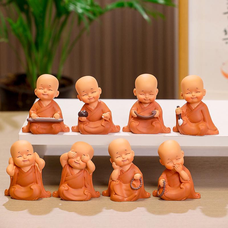 Handmade Cute Little Monk Resin Ornaments for Desktop Decoration