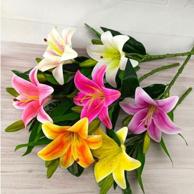With 1pc Flowers and 2pcs Bud Artificial Lily Flower 36*15cm Fake Flowers  Home Decoration