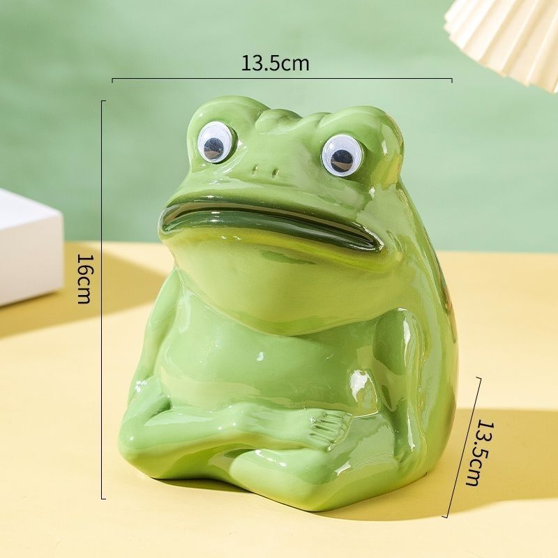 Ceramic Metaphysical Frog Ornament Cartoon Kid's Piggy Bank Creative Wine Cabinet Living Room Desktop TV Cabinet Decorative Gift