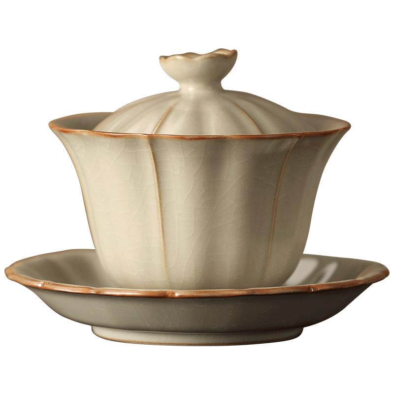 Artisanal Ceramic Sancai Gaiwan Tea Bowl