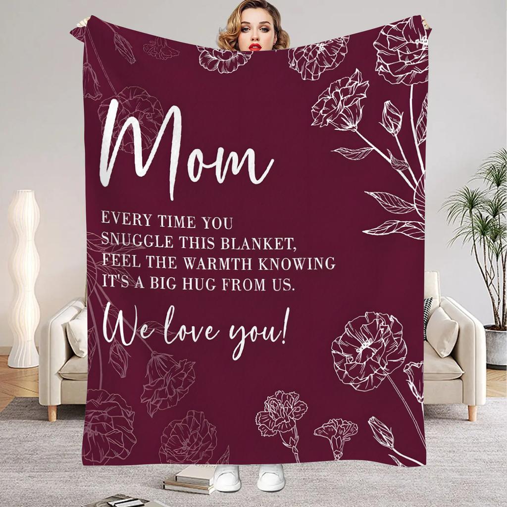 Blanket Mother's Letter to Daughter English Print Fluffy Flannel Blanket for Home Living Room Bedroom Decor New Year Gift