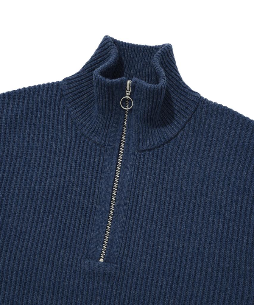 COVERNAT Lambswool Half Zip Knit Navy