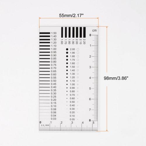 uxcell 5pcs High-Precision SEC Size Estimation Chart, 8x5.5cm, 0.2mm, Transparency Defect Detection Film Ruler for Measuring Diameter and Line Width D