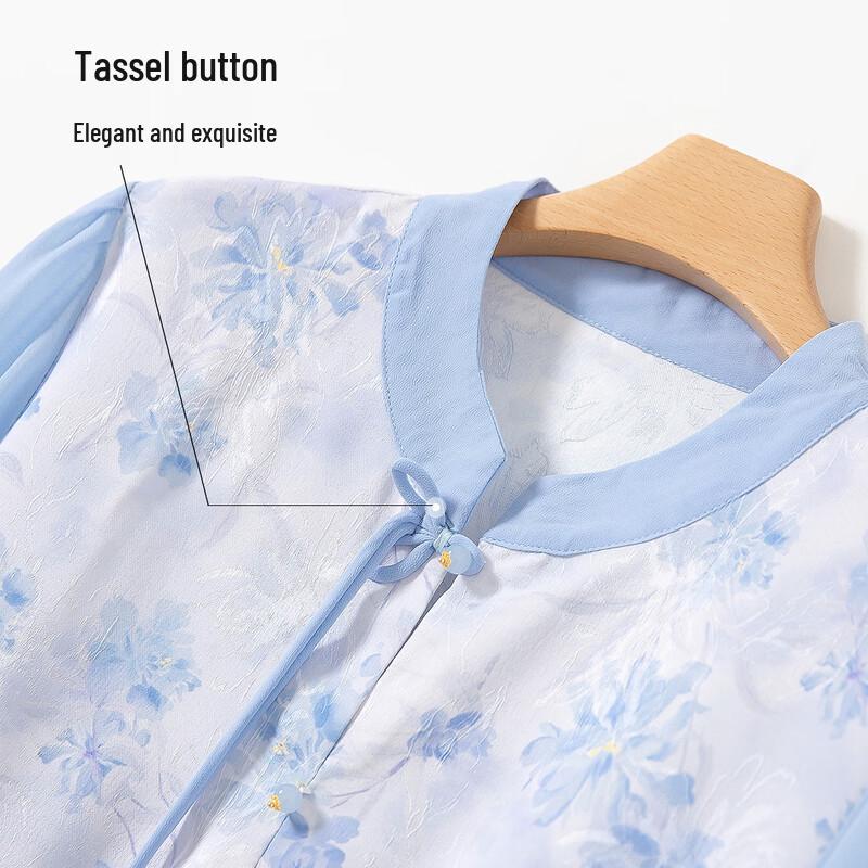 Pasite New Chinese Style Chiffon Top & Casual Pants Set for Moms