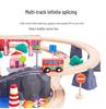 Wooden Electric Train Track & Car Building Blocks Set for Kids