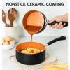MICHELANGELO Non-stick Cooking Pot with Lid, 1QT and 2QT Ceramic Pot Set (with Steamer), Small Copper Pot Set, PFAS Free