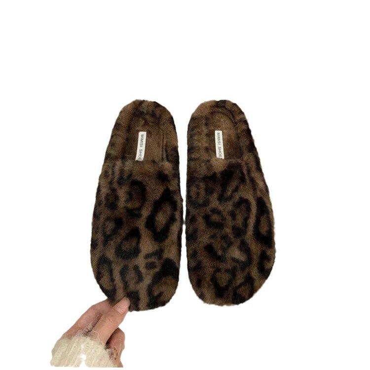 2025 Autumn and Winter New Internet Celebrities Simple and Gentle Imitation Mink Hair Bag Head Half Slippers Plush Slippers Women's Wear
