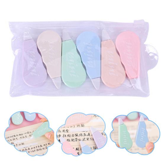 6-teiliges Mini-Korrekturband-Set, süß, tragbar, niedlich, Kawaii, Macaron, glatte Zahnräder, einfache Abdeckung, Korrekturband, Schule, Büro, Schreibwaren