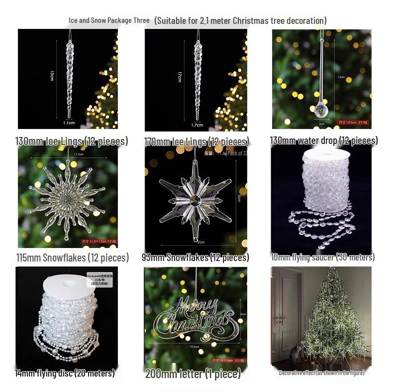 Acrylic Snowflake Glitter Ice Crystal Christmas Tree Ornaments