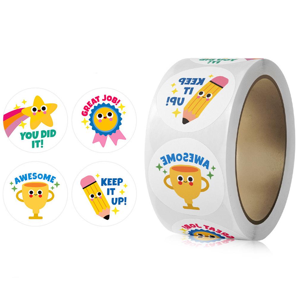 100-500pcs Good Job Stickers Roll for Envelope Praise Reward Student School Work Label Cute Stationery Seal Lables