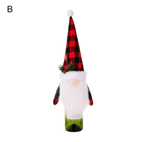 Champagne Bottle Cover Increase Atmosphere Reusable Fine Workmanship Wide Application Gift Decorate Cartoon Plush Christmas Wine Bottle Clothes