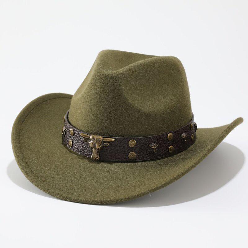 Overseas upturned top hat Western cowboy hat Tibetan felt hat Cow head grassland plateau ethnic style outdoor hat men