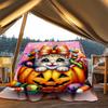 1pc Pumpkin Cat Candy Throw Blanket Polyester Fiber, Lightweight Flannel, Soft & Warm, All Season Use for Outdoor, Camping Digital Print