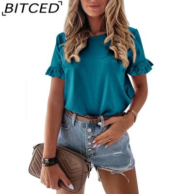 Women's T-shirt Summer Solid Color Casual Slim Round Neck Loose T-shirt for Women