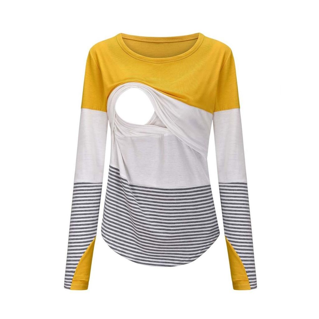 Blusa de manga larga para mujer Cuello redondo Rayas estampado Lactancia  materna Tops de maternidad comprar a buen precio — entrega gratuita,  reseñas reales con fotos — Joom