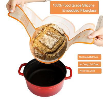 2 Stück Silikon Brotmatte Rund Oval Antihaft Backmatten Set für Ofen Wiederverwendbar Leicht zu Reinigen Hochtemperaturbeständig Langer Griff Küchenwerkzeuge
