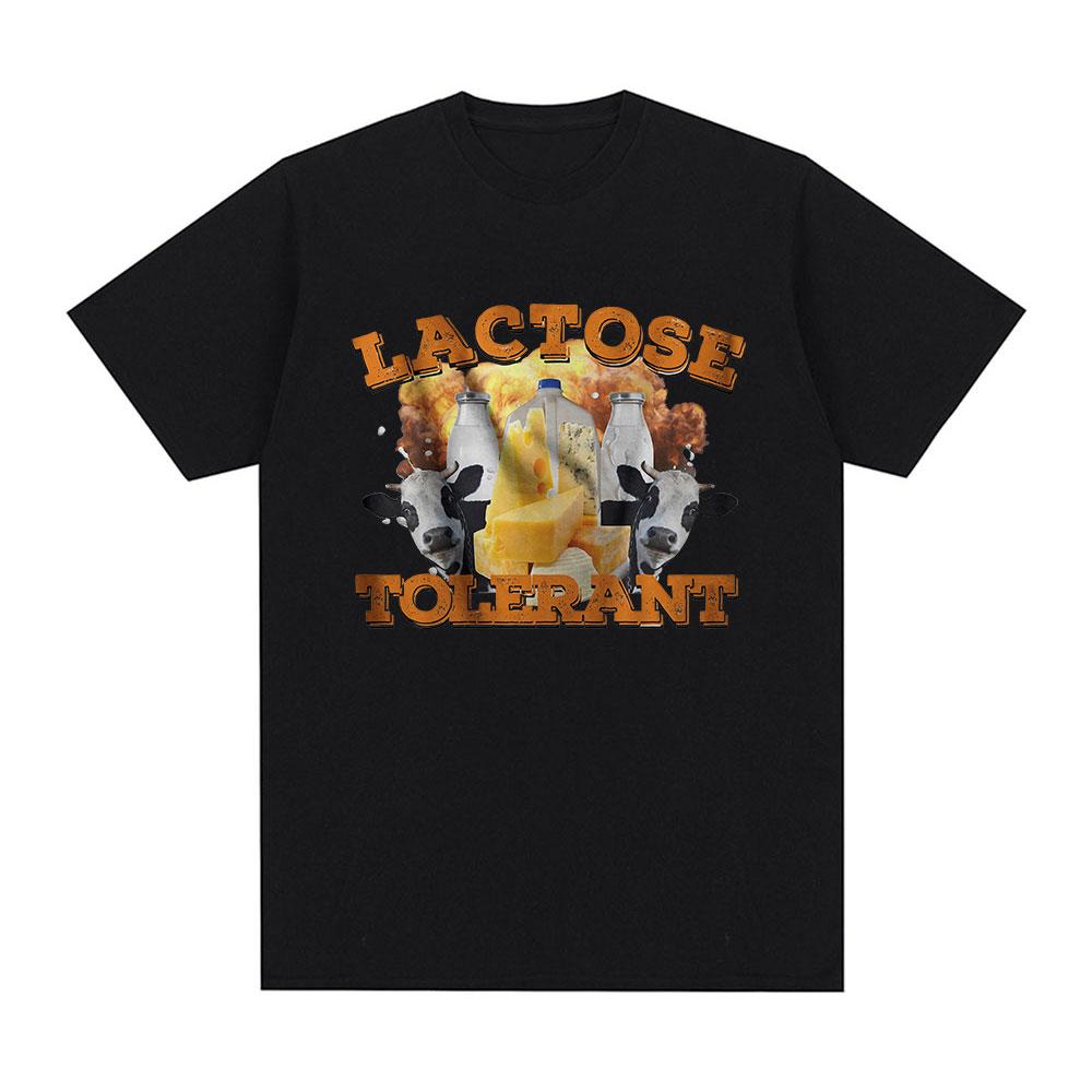 Lactose Tolerant Graphic Print T-Shirt Women Vintage Fashion Short Sleeve T-shirts 100% Cotton Casual Cozy Summer T Shirts