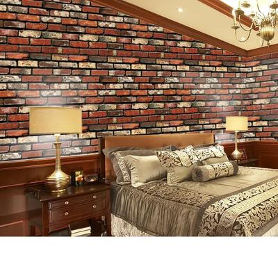 Home Decor 3D PVC Vintage Wall Sticker Paper Brick Stone Rustic Effect Self-adhesive Home Decor Sticker Sticker