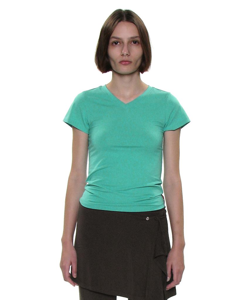 PARTIMENTO WOMEN Pwc V-Neck Baby Tee_Emerald