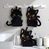 Black Cat Embroidered Hand Towel, Coral Fleece Super Absorbent Quick-Dry Hanging Bathroom and Kitchen Finger Towel