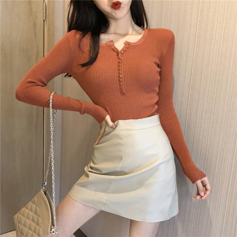 Autumn and Winter V-neck Sweater Women's Thin Knit Sweater Interior Base Shirt and Top