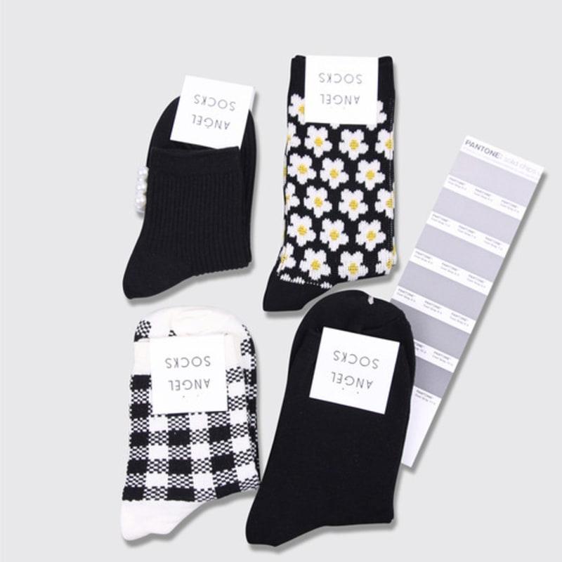 ANGEL SOCKS Set 2_Black Package Black Socks Basic Socks Fashion Socks Sock Brand