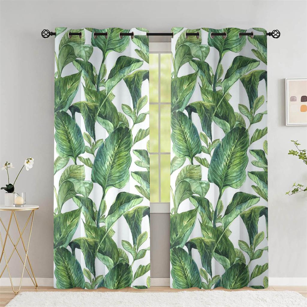 Summer Tropical Leaf Shade Curtains Deluxe Living Room Bedroom Home Decoration Palm Leaf Banana Leaf Curtains