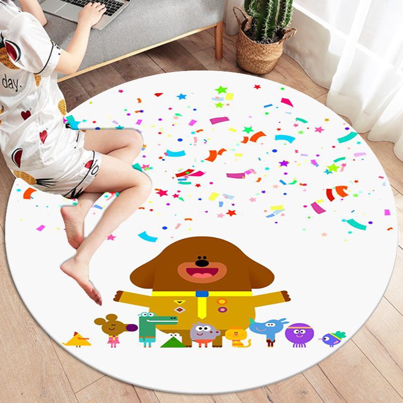 Hey Duggee Round Area Rug,Carpet Rug for Living Room Bedroom Sofa Playroom Decor,Non-slip Floor Mat