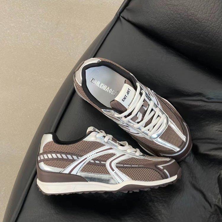 Look good~ Leather breathable mesh inner height increase German training shoes women's 2025 autumn new models show feet small sports Forrest Gump shoe