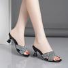  Sandalias Femininas Women Fashin Black Crystal High Quality Peep Toe High Heel Shoes Lady Cool Comfort Sandals Ab596