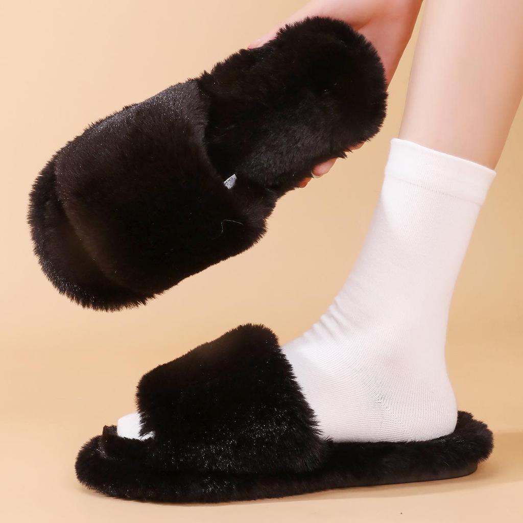 Pelskledde bomullstøfler for kvinner – ny 2024-stil for vinter, vår og høst